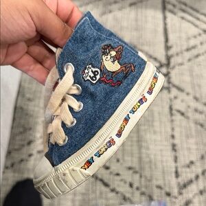 Vintage Warner Bros. Kids Denim Blue Taz High-Top Sneakers